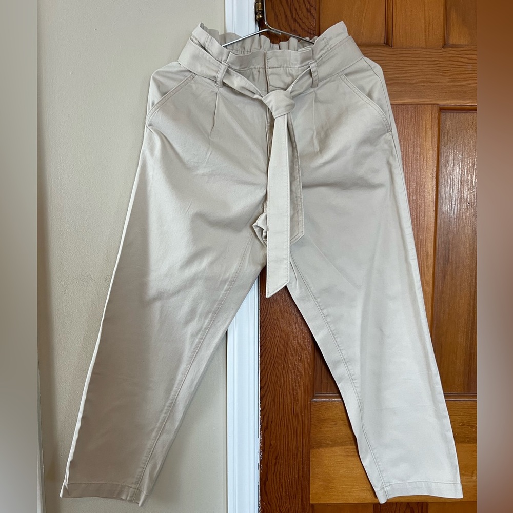khaki paper bag pants from loft